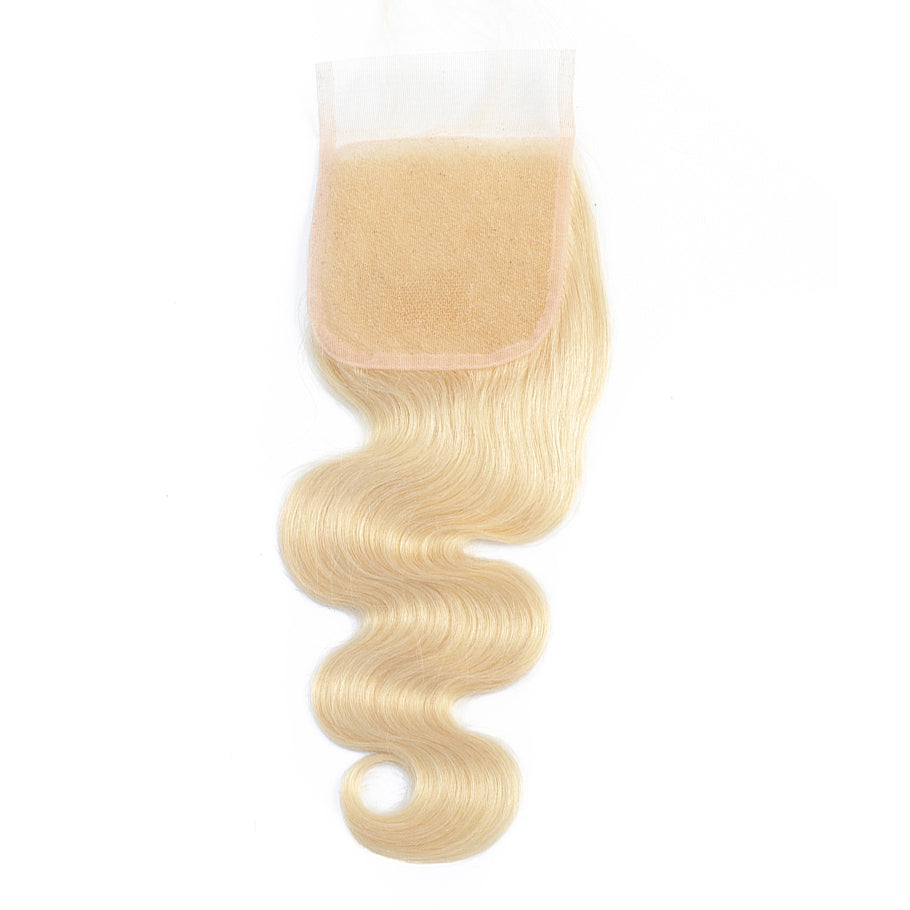 Raw blonde 613 color HD and transparent lace closure 5x5inch body wave top grade