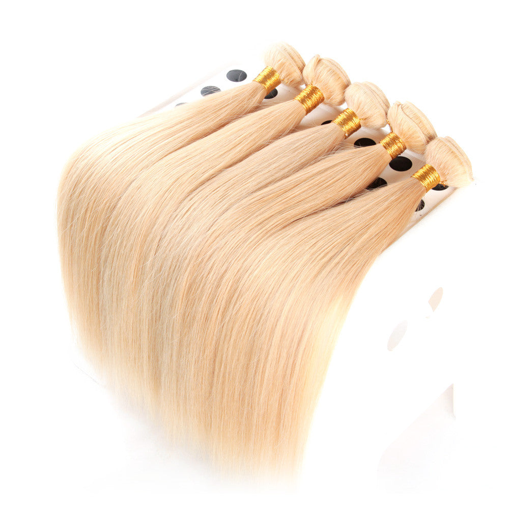 5Bundles pure blonde #613 straight body wave European human hair weave