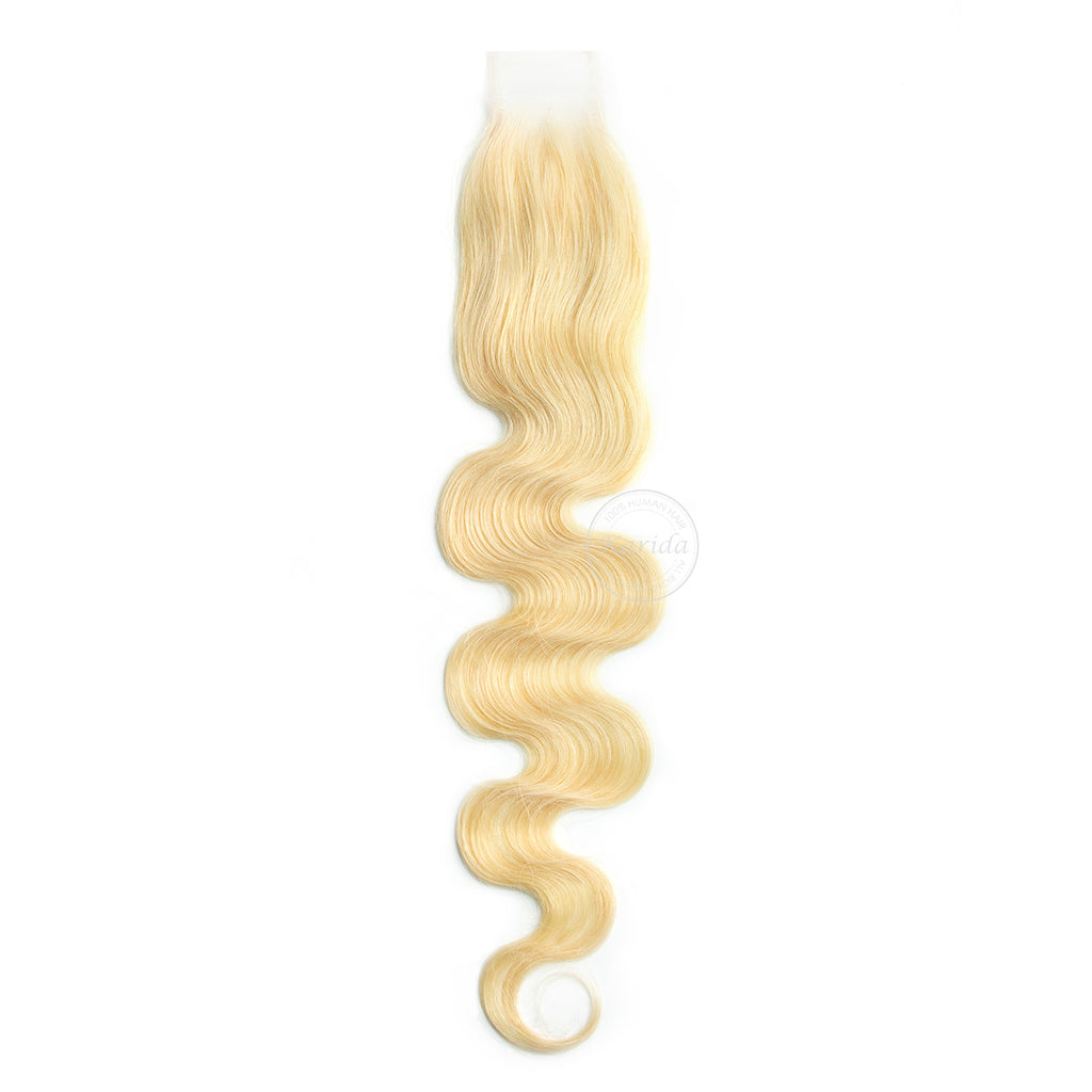Body wave blonde color closure 2x6HD human hair closure swiss lace 613 color