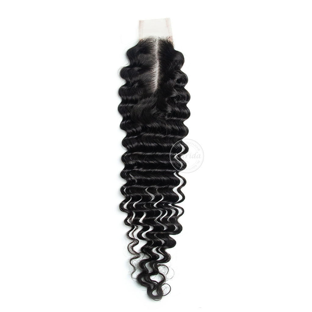 Deep wave Lace closure 2x6inch HD human virgin hair closure natural black color