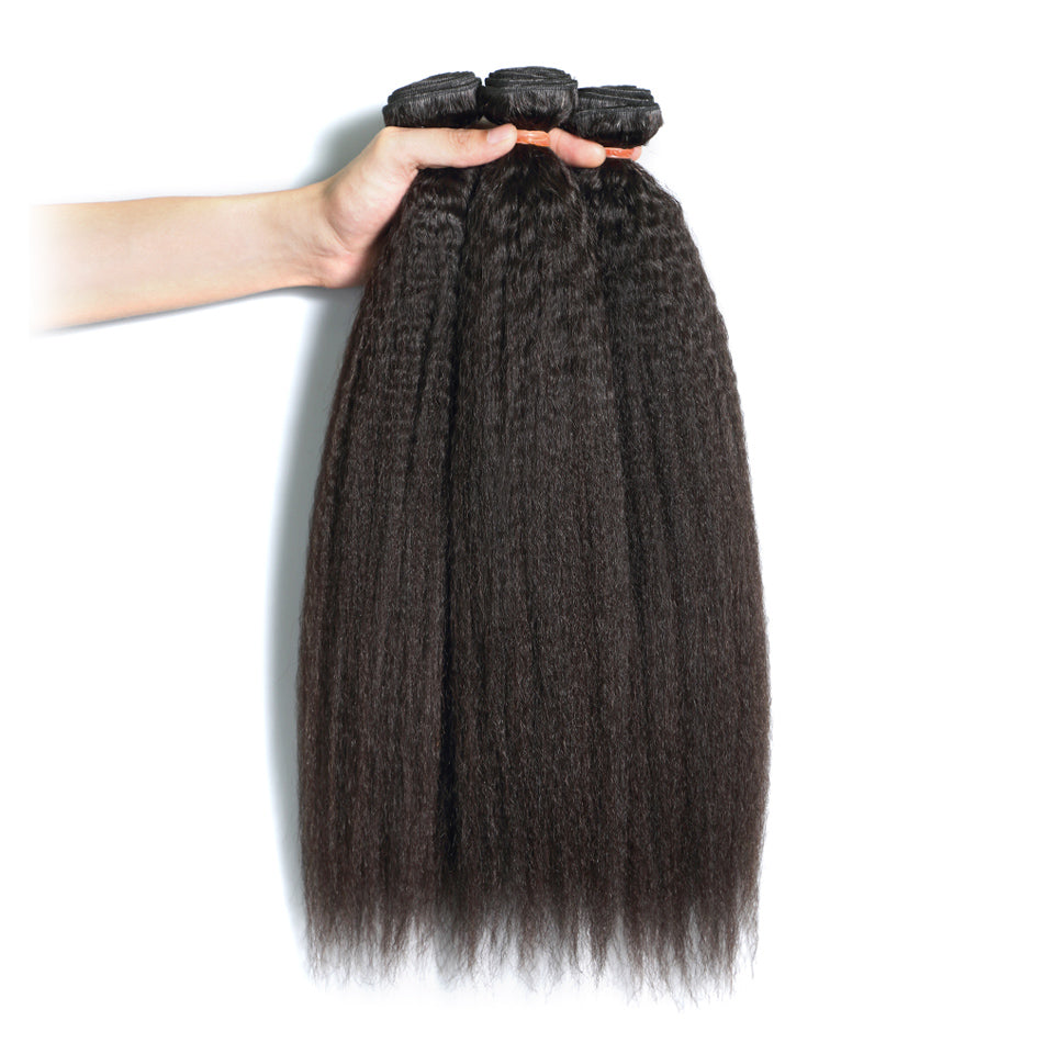 3 Bundles kinky straight human virgin hair bundles new pattern machine doulbe weft