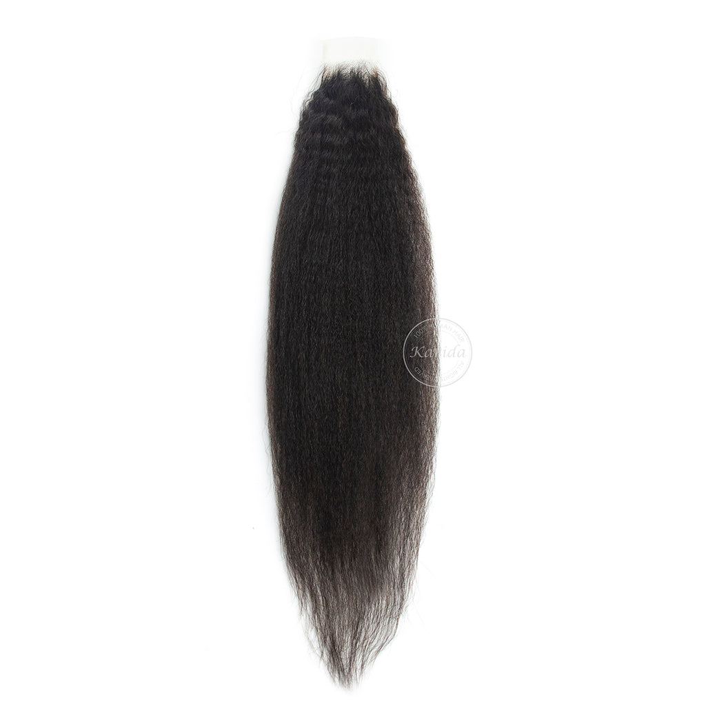 Kinky straight unprocessed hair closure 2x6HD human virgin hair closure 12-22inch
