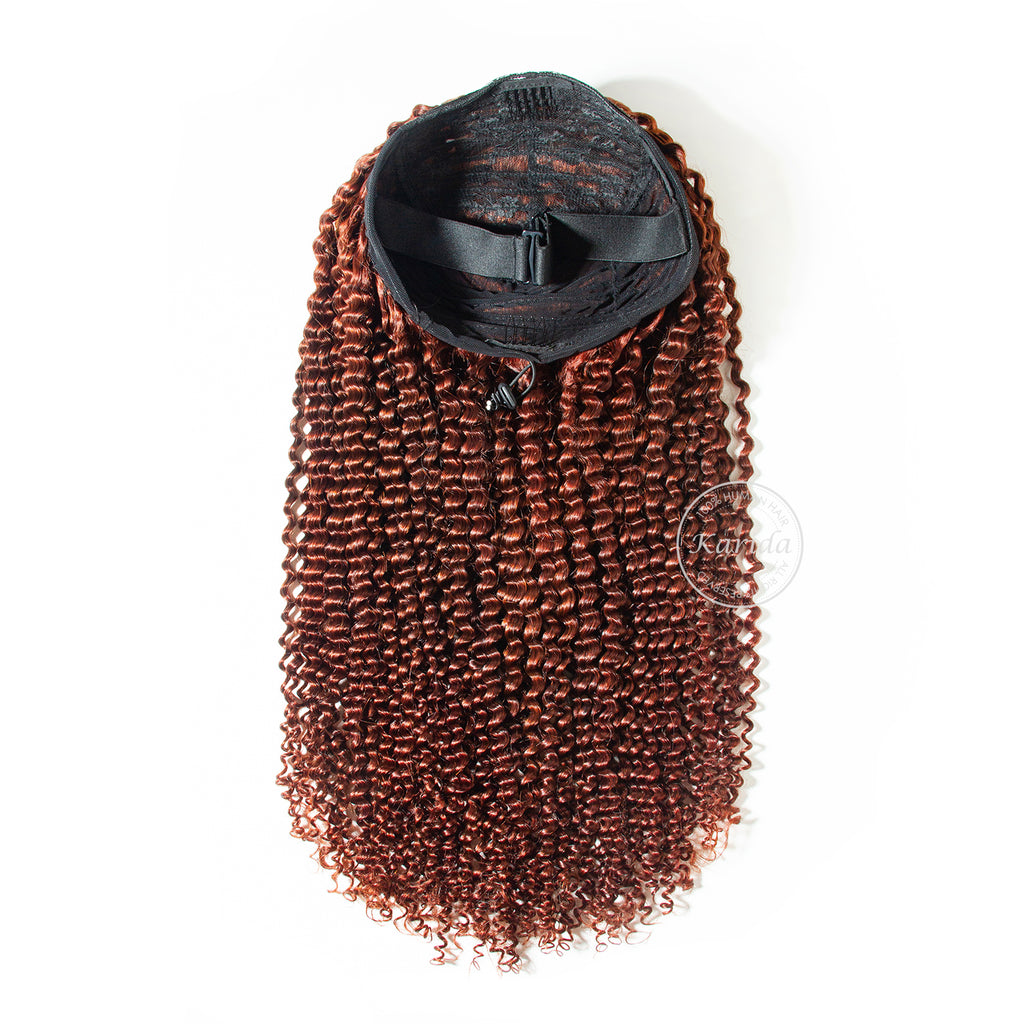 Kinky curly half wig customized color virgin human hair half wig 12-30inch