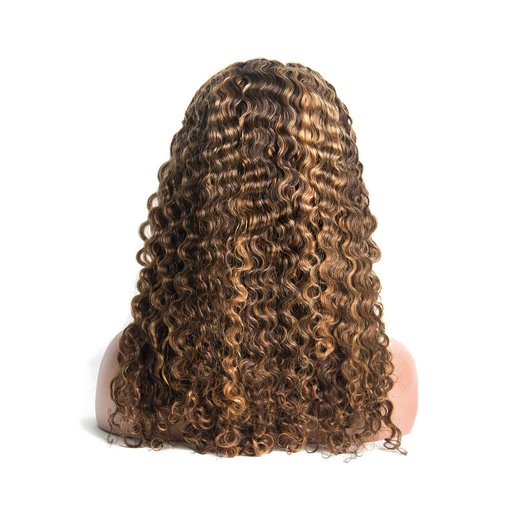 Piano color 4/27 burmese curl lace full frontal wig top quality virgin human hair lace wig