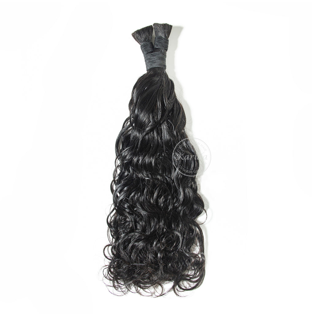 Water wave hair bulk natural color 1B virgin human hair bulk extensions