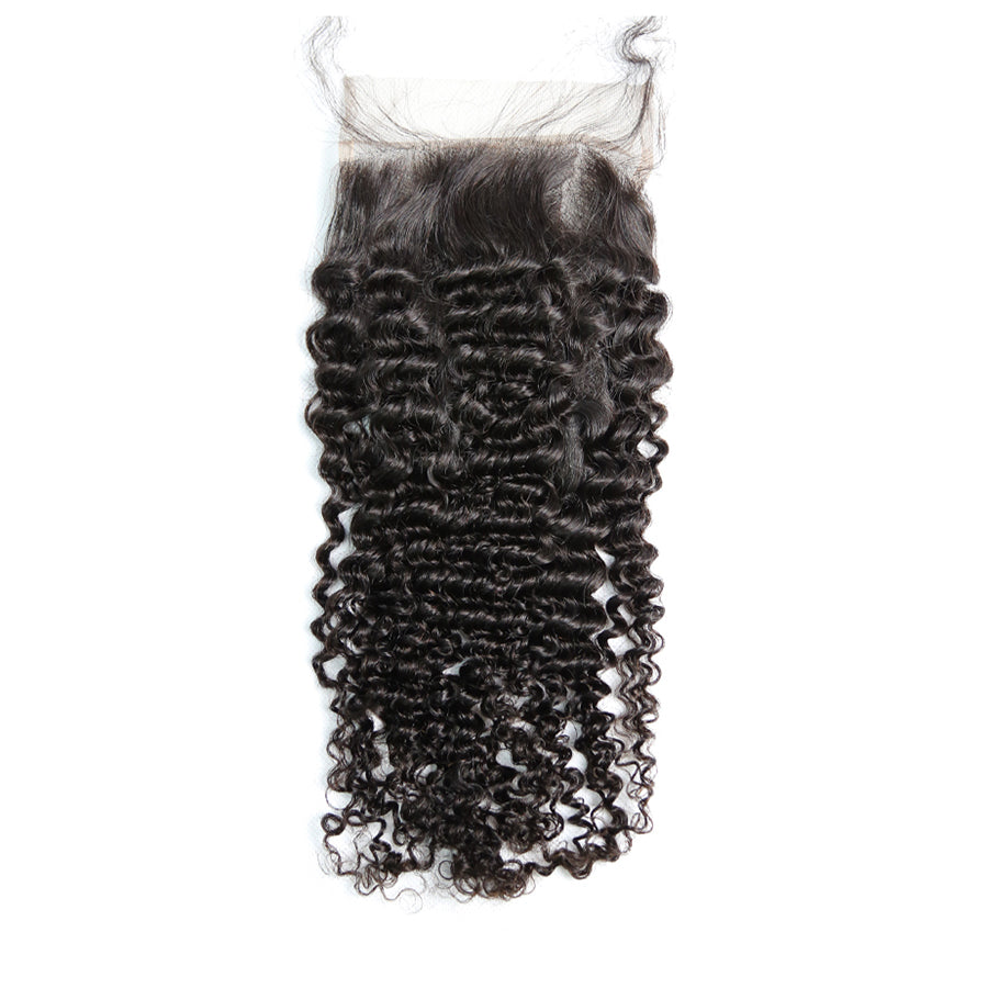 Curly hair HD / Transparent lace clousre 5X5 human virgin hair wholesale price natural color