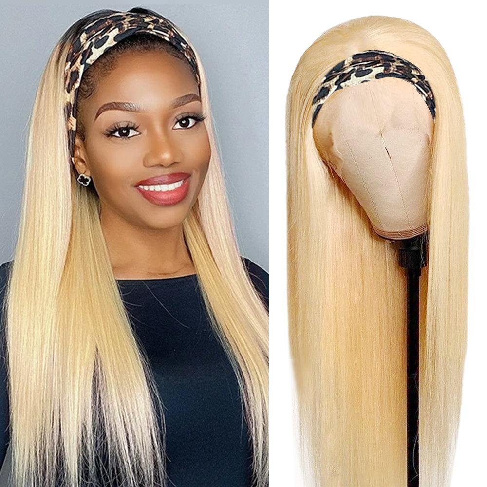 Blonde hair headband wig straight and body wave virgin human hair blonde hair wig