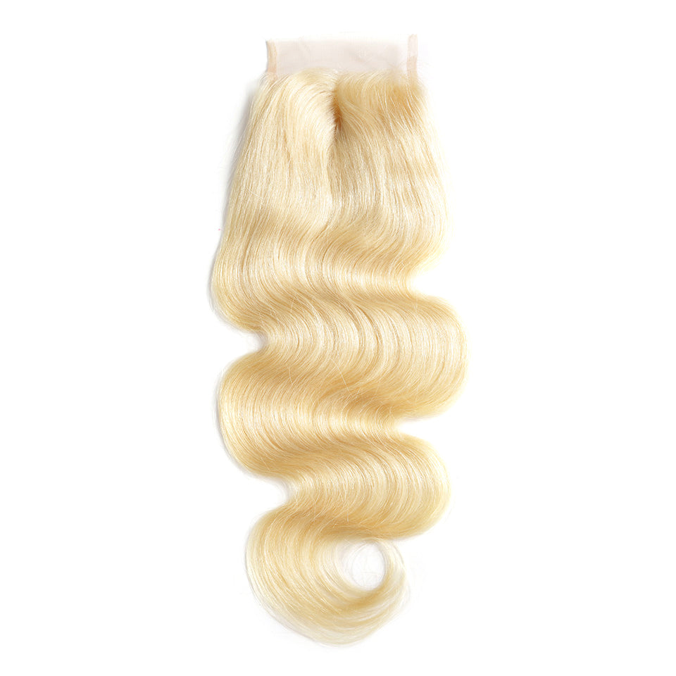 Blonde color body wave lace closure #613 European blonde hair 4×4inch closure