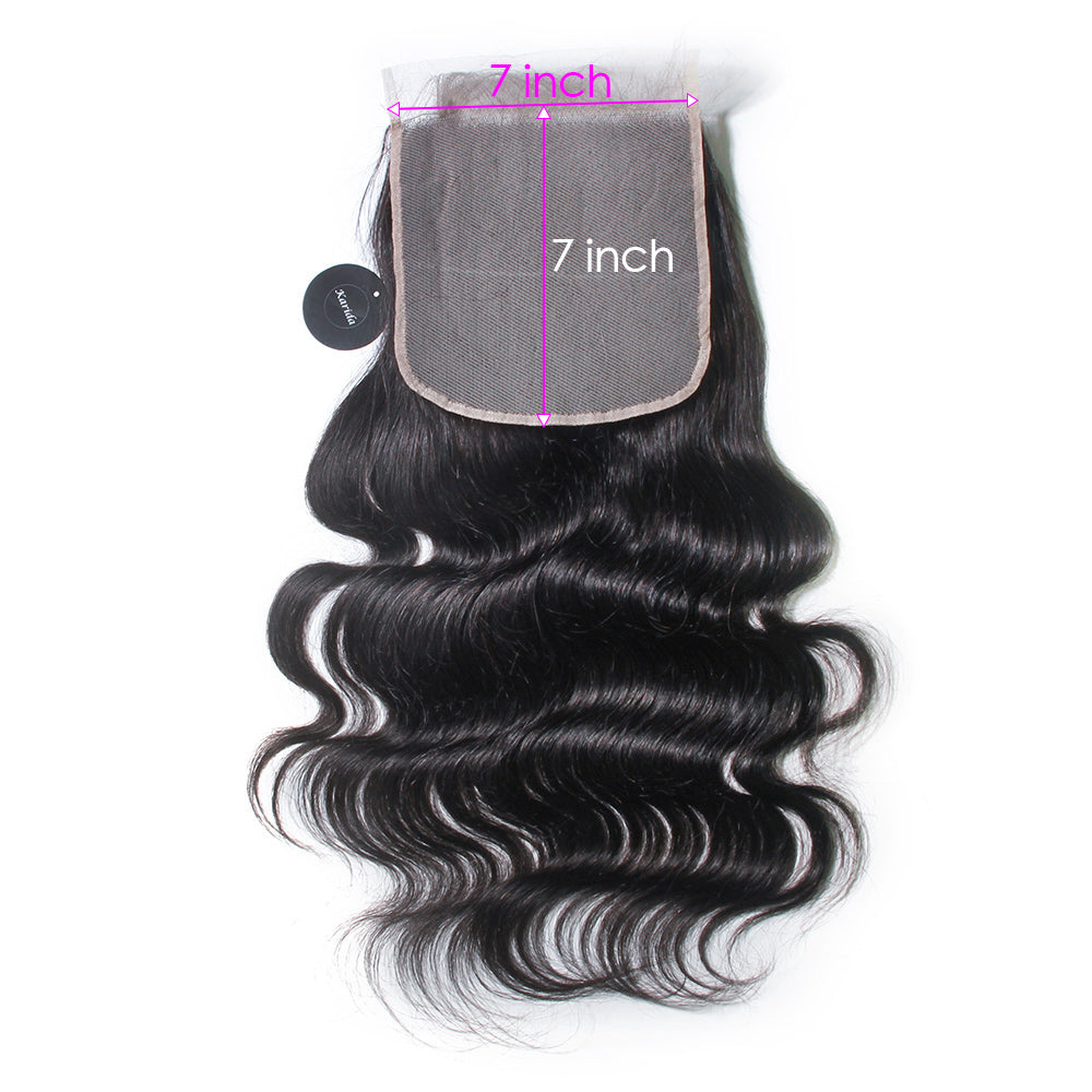 Body wave HD and transparent 7X7inch human hair lace closure unprocessed virgin hair