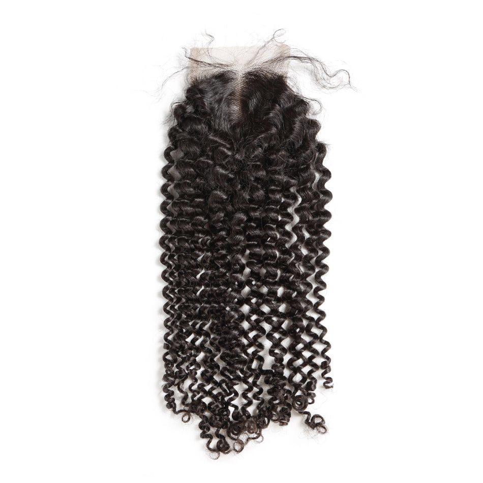 Kinky curly human virgin hair top closure 100% human hair closure brazilian