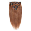Color #4 light brown clip in extensions straight brazilian human hair 7Piece/100g