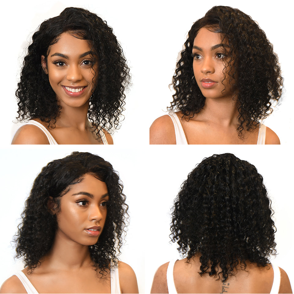 Curly lace front BOB human hair wig pre-plucked with baby hair jerry curl wig