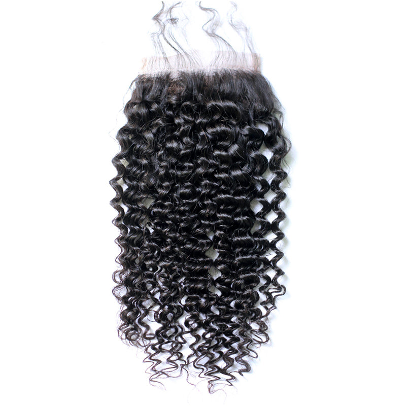 Curly lace closure 4x4 closure brazilian virgin hair closure swiss Lace light brown