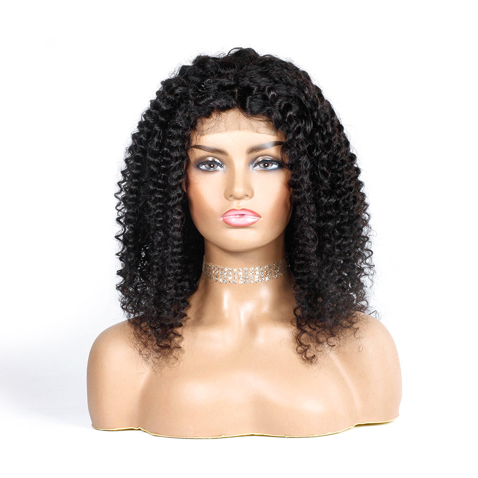 Deep wave BOB virgin human hair closure wig 4X4 full hair lace wig natural color