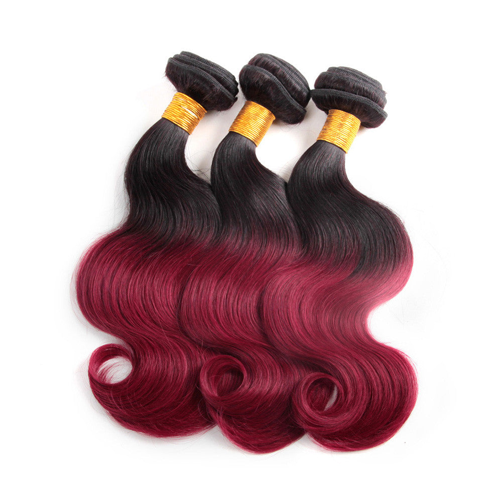 3Bundles ombre brazilian body wave burgundy 1b/#530 human hair weave