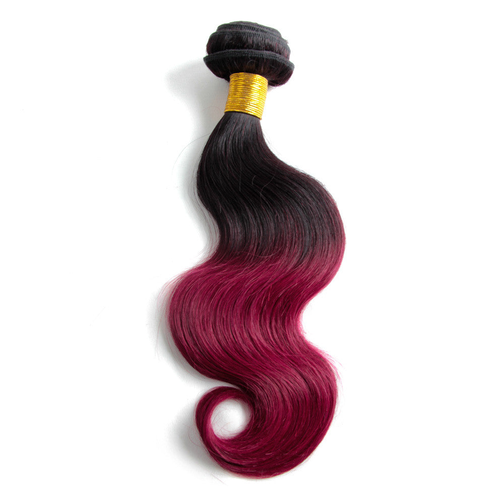 Brazilian peruvian ombre human hair 1b/#530 body wave burgundy ombre
