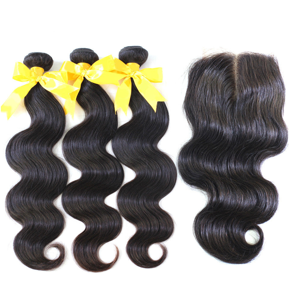 Hair bundles with closure body wave 3/4 bundles with a closure Karida