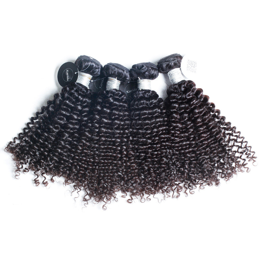 4Bundles Kinky curly virgin peruvian brazilian hair bundles Karida hair
