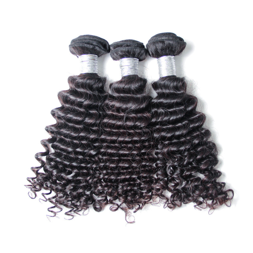 3Bundle deep wave peruvian virgin hair weave natural virgin human hair