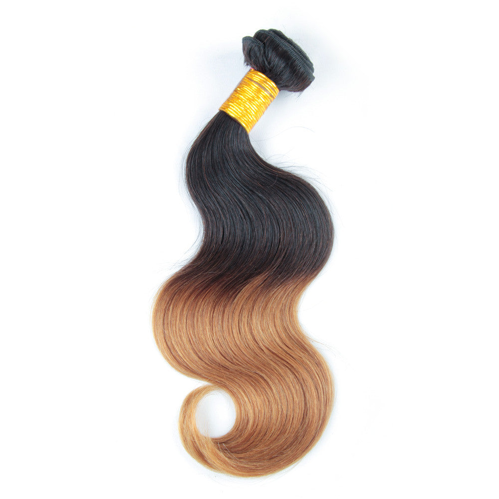 Ombre body wave blonde hair human ombre hair weaves 1b/#27 color