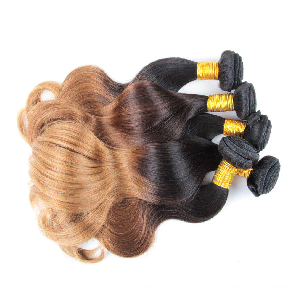 4Bundles ombre colored blonde #27 brazilian hair weave body wave