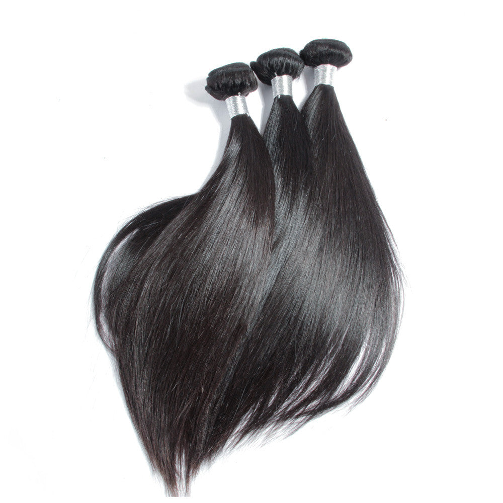 3 bundles top quality brazilian peruvian human hair straight natural color 1b
