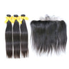 Virgin straight hair bundles with lace frontal 13x4inch brazilian peruvian