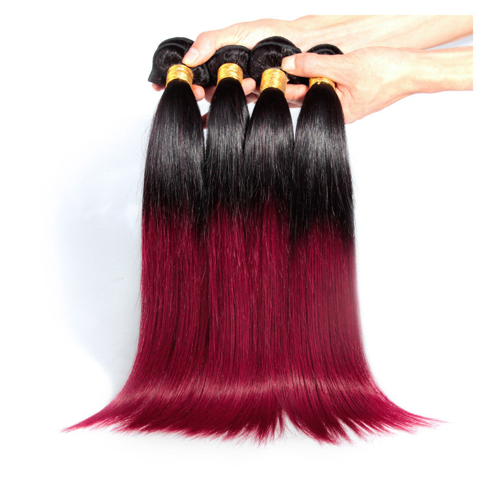 4Bundles straight brazilian ombre Burgundy #530 colored hair weave