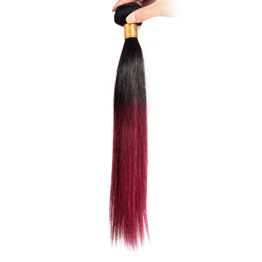 Ombre straight hair burgundy 1b/#530 brazilian peruvian color hair weaves