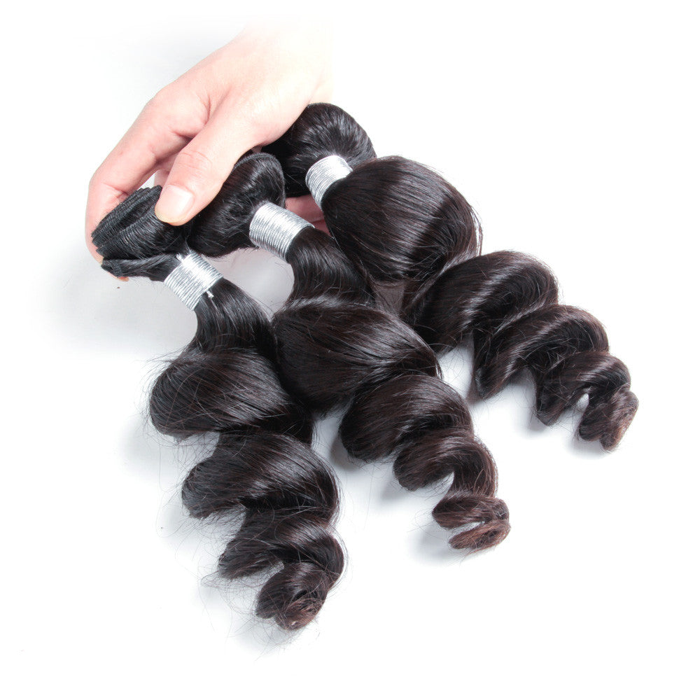 3bundles peruvian human hair weave loose wave natural color 10-30inch