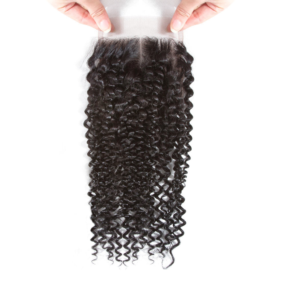 Kinky curly hair  5X5 HD / Transparent lace clousre human virgin hair 10-22inch natural color