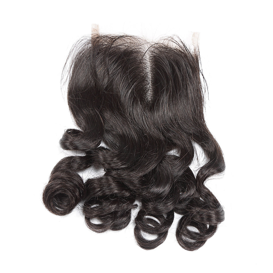 Loose wave lace closure brazilian peruvian 4x4 virgin hair closure shedding free
