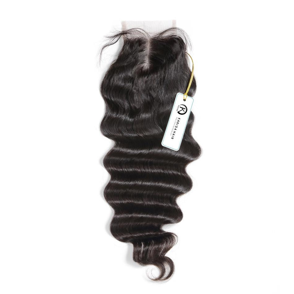 Natural wave premium virgin hair closure 4x4 light brown swiss lace bleached knot