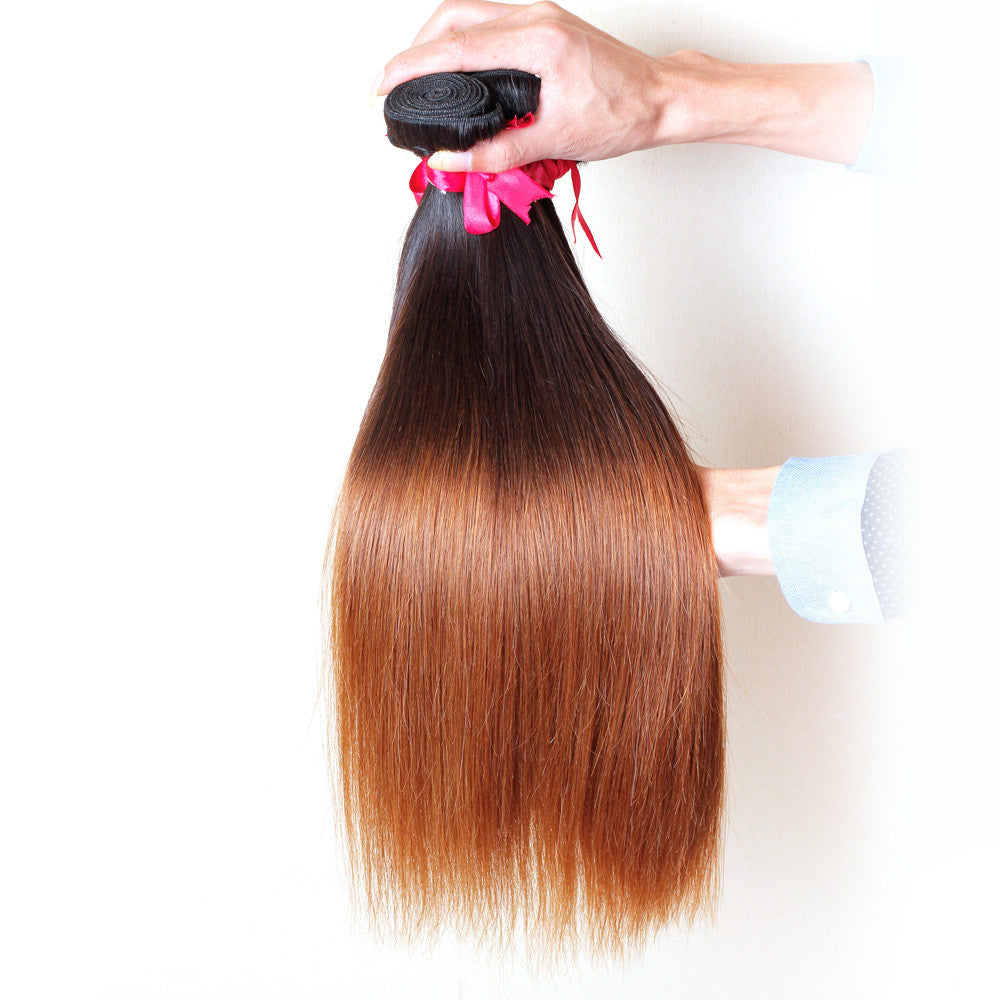 3Bundles straight ombre #30 dark brown peruvian brazilian ombre hair