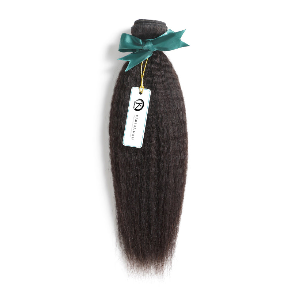 Kinky straight premium bundles one donor hair weft unprocessed natural color