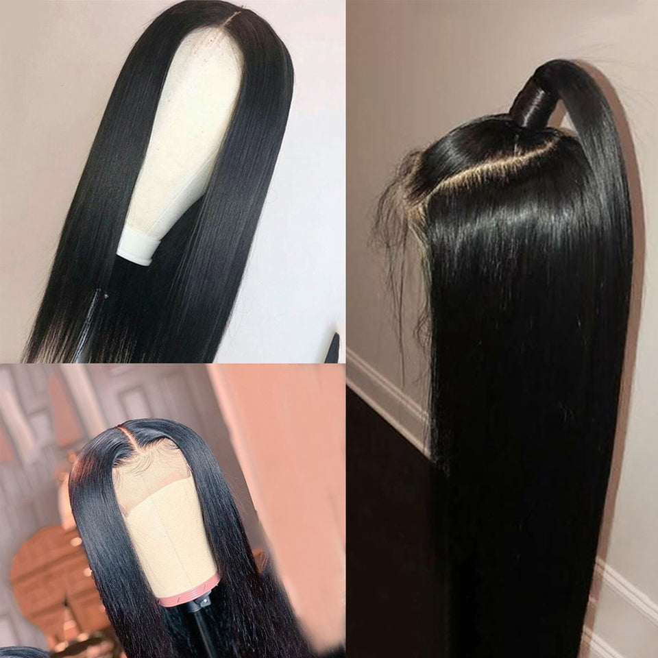 Natural color high density straight hair lace closure frontal wigs human hair natural hair line