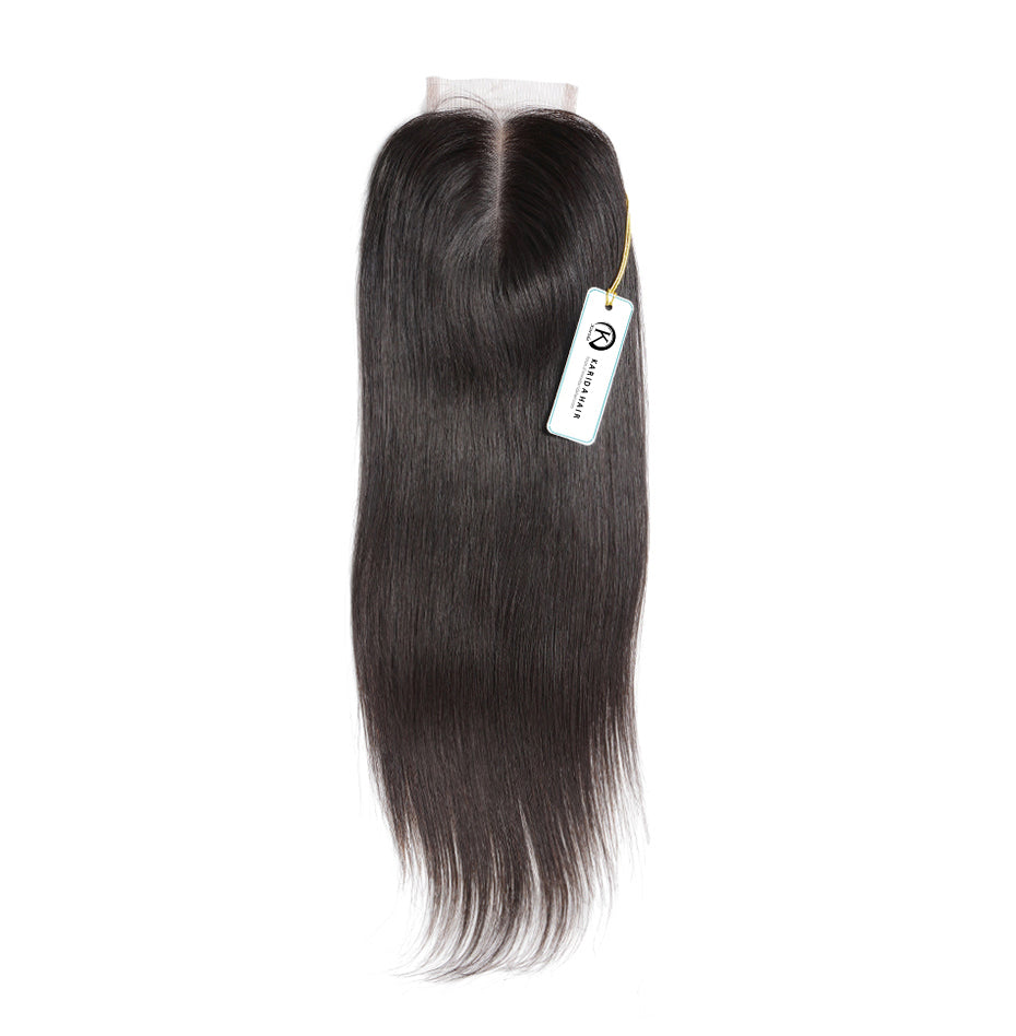 Premium straight hair lace closure 4X4inch natural color unprocessed hair closure