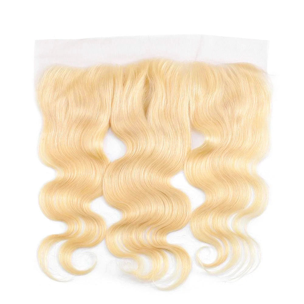 Raw hair blonde frontal body wave 613 color 13x4inch HD lace transparent frontal blonde hair