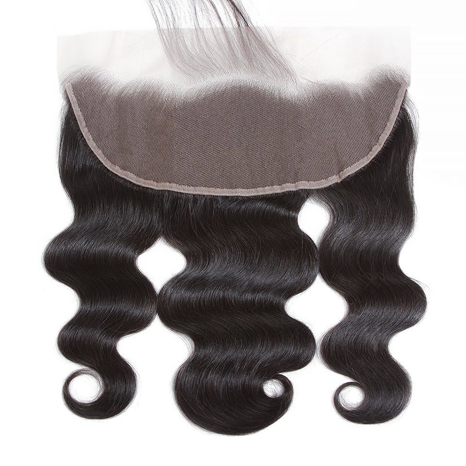 Raw hair body wave 13x6 HD / transparent lace frontal pre plucked hair line with baby hair
