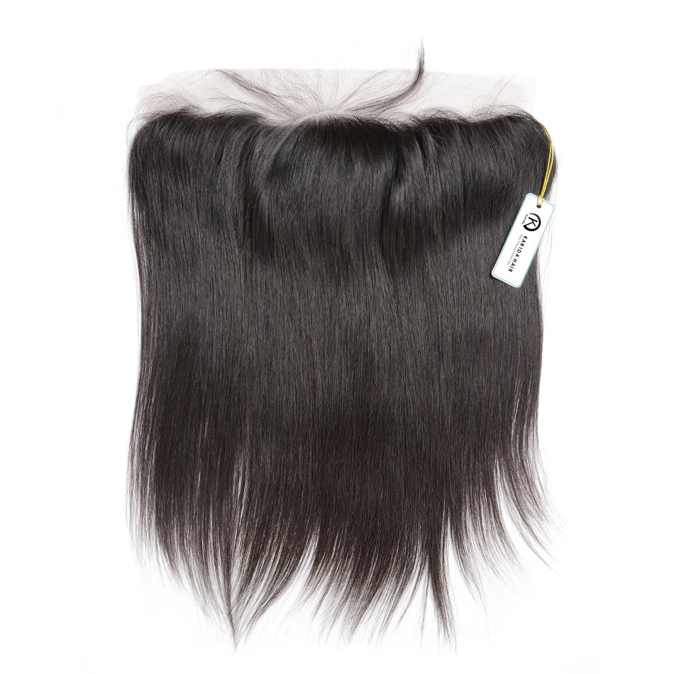 Straight hair 13x4 lace frontal premium virgin hair natural hair line with baby hair arround