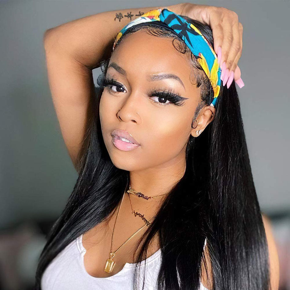 Straight hair headband wig guleless unprocessed virgin human hair natural color Karida wig