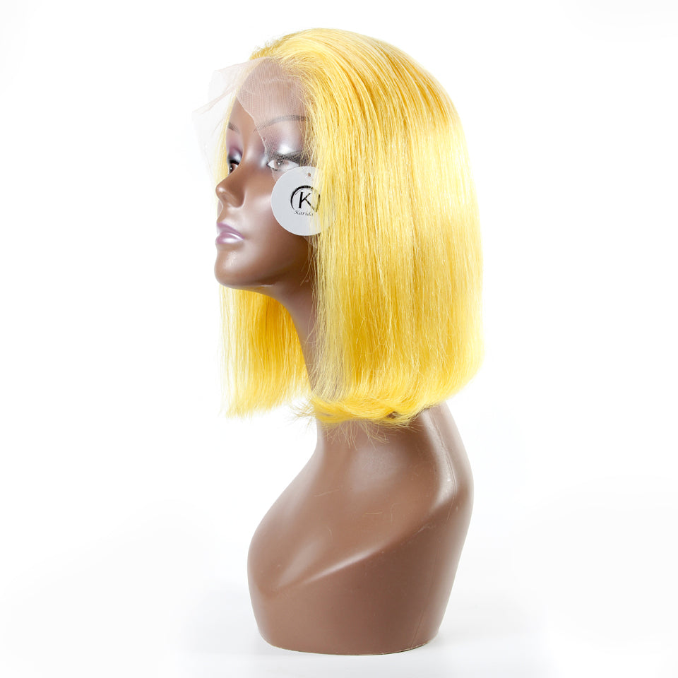 Yellow lace front wigs BOB straight 180% density human hair lace wigs Karida hair