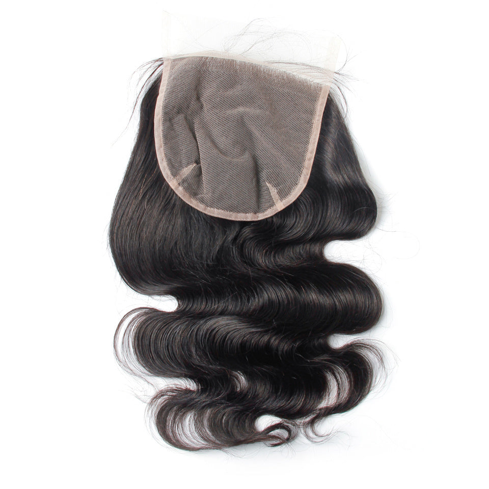 Virgin human hair HD and transparent lace closure 6×6 body wave lace closure cuticle aligned